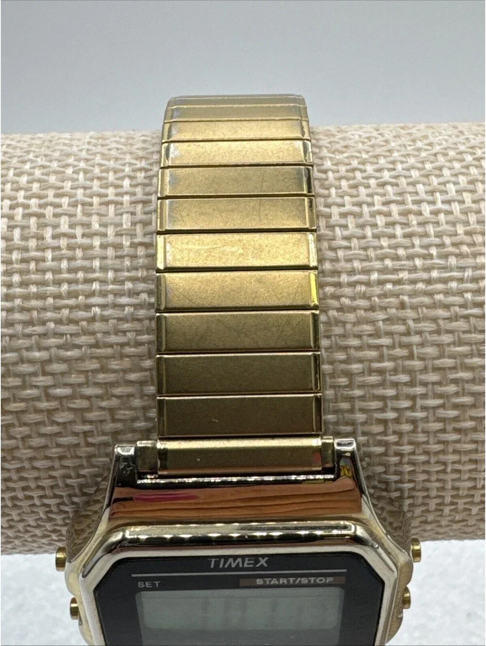 Timex Digital Goldtone Expansion Watch Alarm Indiglo Water Resistant 555LM Works